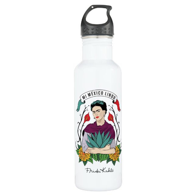 Frida Kahlo | Mi Mexico Lindo 710 Ml Water Bottle (Front)