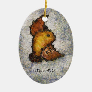 Frida Kahlo Monet-Style Bird Painting Ceramic Tree Decoration