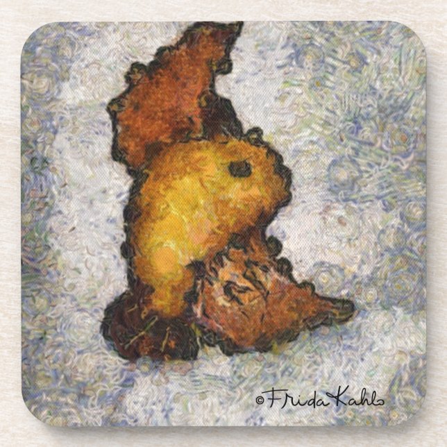 Frida Kahlo Monet-Style Bird Painting Coaster (Front)