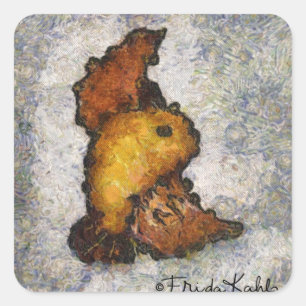 Frida Kahlo Monet-Style Bird Painting Square Sticker