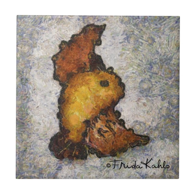Frida Kahlo Monet-Style Bird Painting Tile (Front)