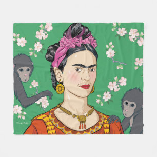 Frida Kahlo Monkey Graphic Fleece Blanket