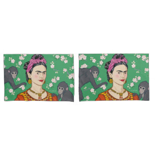 Frida Kahlo Monkey Graphic Pillowcase
