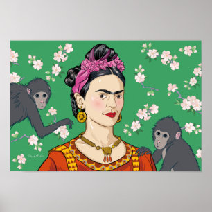Frida Kahlo Monkey Graphic Poster