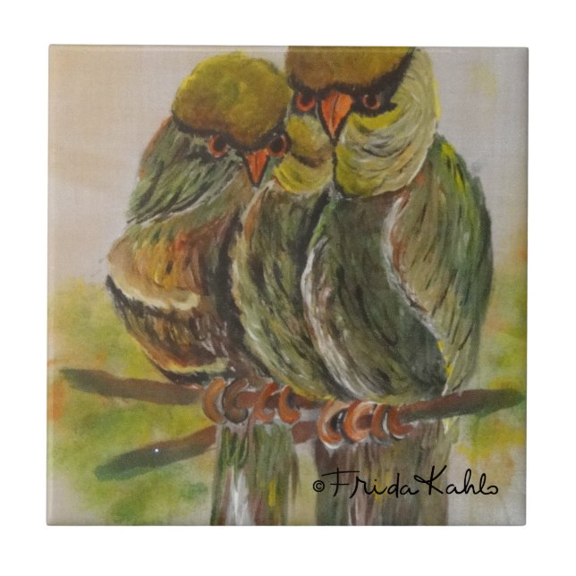 Frida Kahlo Painted Birds Tile (Front)