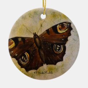 Frida Kahlo Painted Butterfly Ceramic Tree Decoration