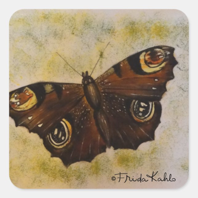 Frida Kahlo Painted Butterfly Square Sticker (Front)