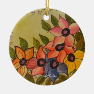 Frida Kahlo Painted Flores Ceramic Tree Decoration