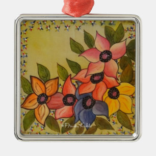 Frida Kahlo Painted Flores Metal Tree Decoration