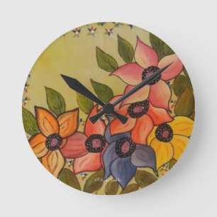 Frida Kahlo Painted Flores Round Clock