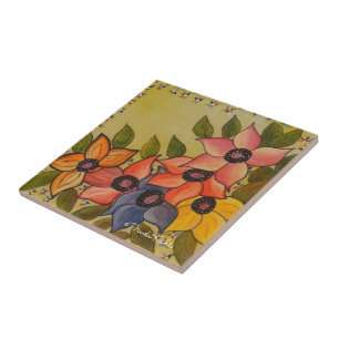 Frida Kahlo Painted Flores Tile