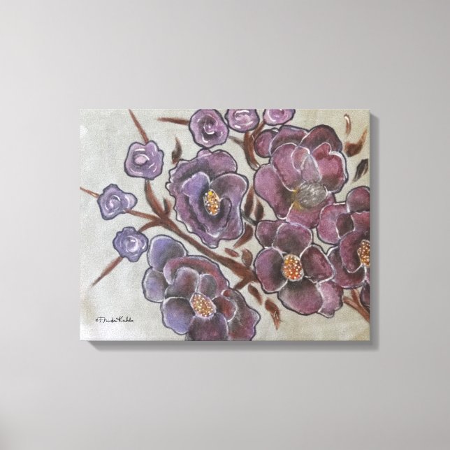 Frida Kahlo Painted Flowers Canvas Print (Front)