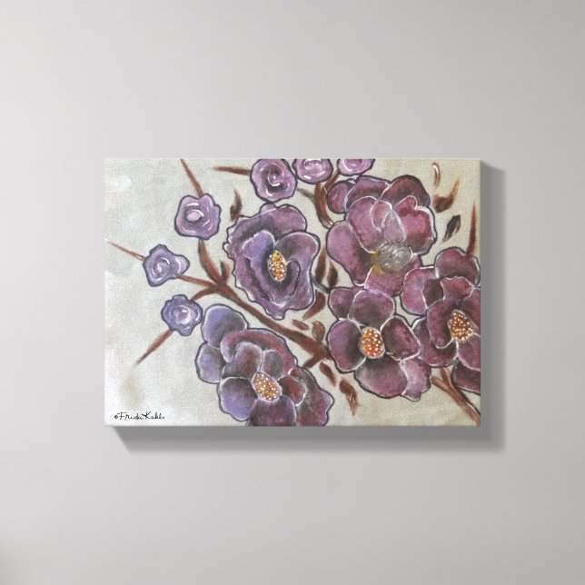 Frida Kahlo Painted Flowers Canvas Print (Front)