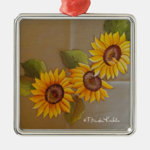 Frida Kahlo Painted Sunflowers Metal Tree Decoration
