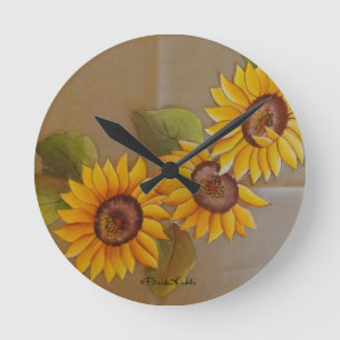 Frida Kahlo Painted Sunflowers Round Clock