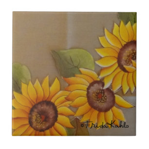 Frida Kahlo Painted Sunflowers Tile