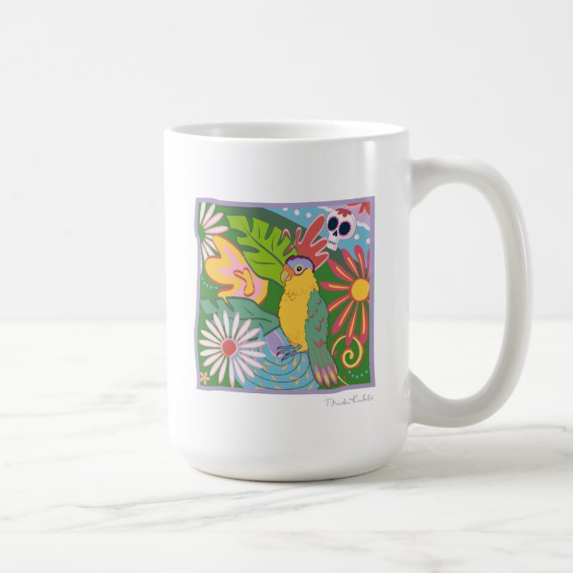 Frida Kahlo Parrot Graphic Coffee Mug (Right)