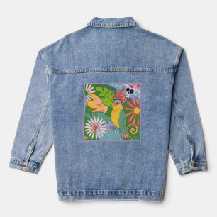 Frida Kahlo Parrot Graphic Denim Jacket