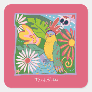 Frida Kahlo Parrot Graphic Square Sticker
