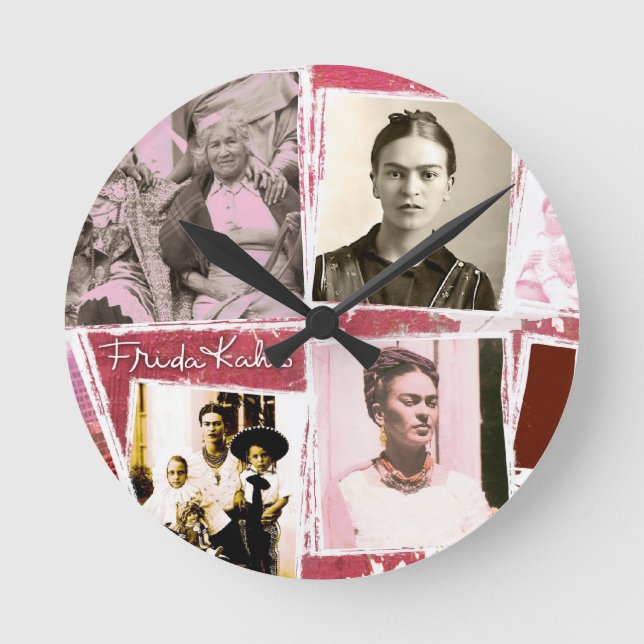 Frida Kahlo Photo Montage Round Clock (Front)