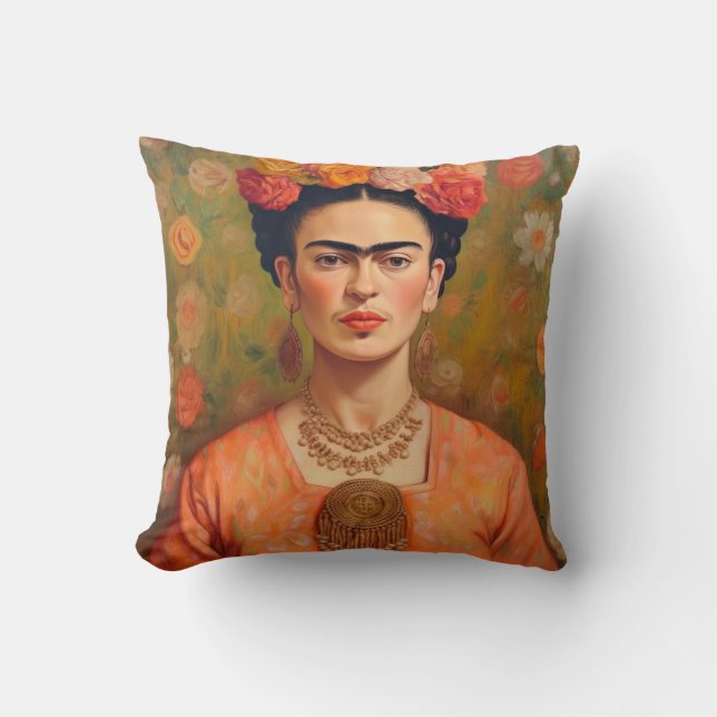 Frida Kahlo Pillow, Cushion, Frida Decor Cushion (Front)