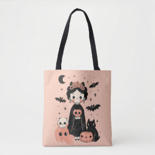 Frida Kahlo Pink Pasteloween Spooky Cute Halloween Tote Bag