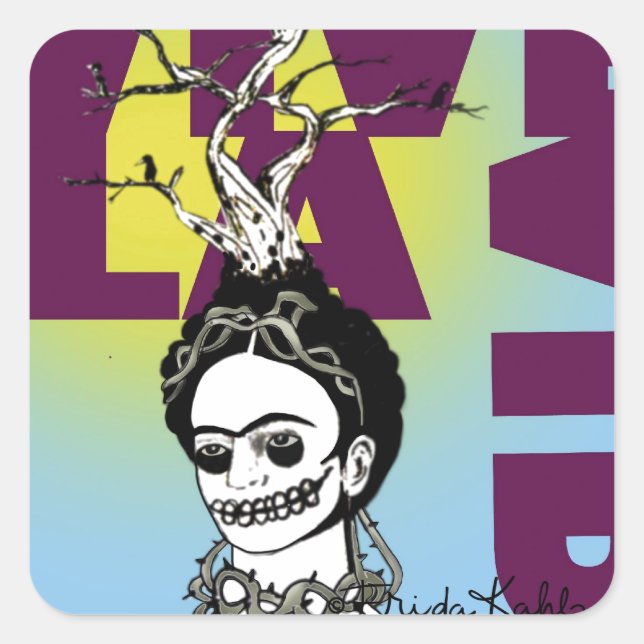 Frida Kahlo Pop Art Portrait Square Sticker (Front)