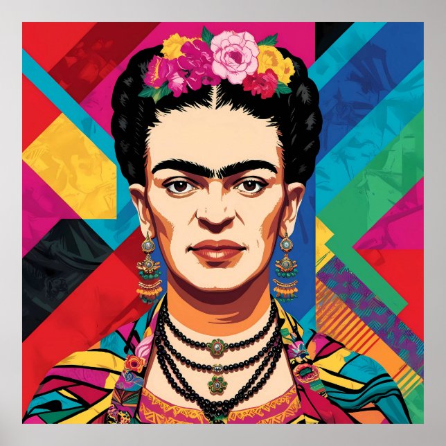 Frida Kahlo Pop Art Portrait – Vibrant Colours  Poster (Front)