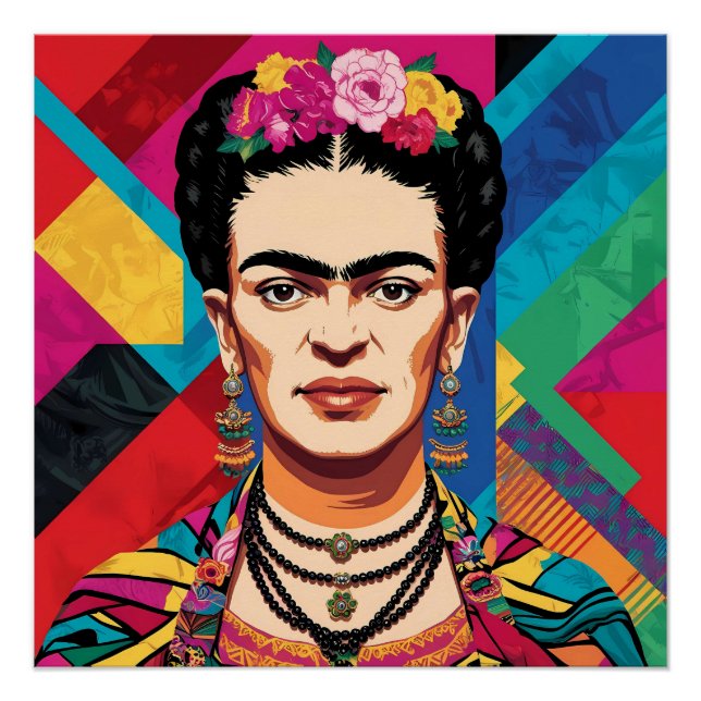 Frida Kahlo Pop Art Portrait – Vibrant Colours  Poster (Front)