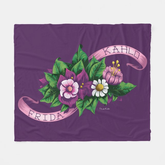 Frida Kahlo | Purple Floral Bouquet Fleece Blanket (Front (Horizontal))