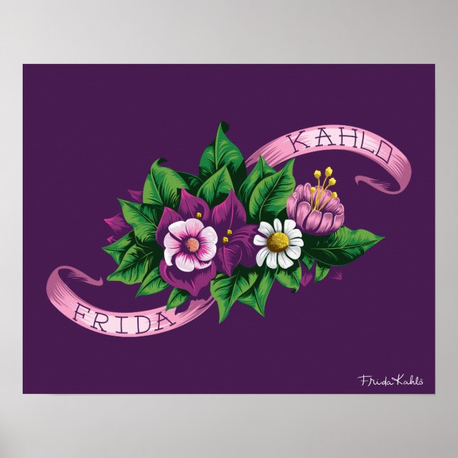 Frida Kahlo | Purple Floral Bouquet Poster (Front)