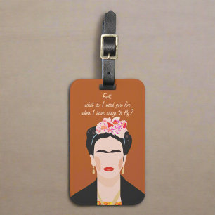Frida Kahlo Quote Portrait l Modern Inspirational Luggage Tag