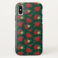 Frida Kahlo | Red and Gold Rose Pattern