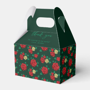 Frida Kahlo   Red and Gold Rose Pattern Favour Box