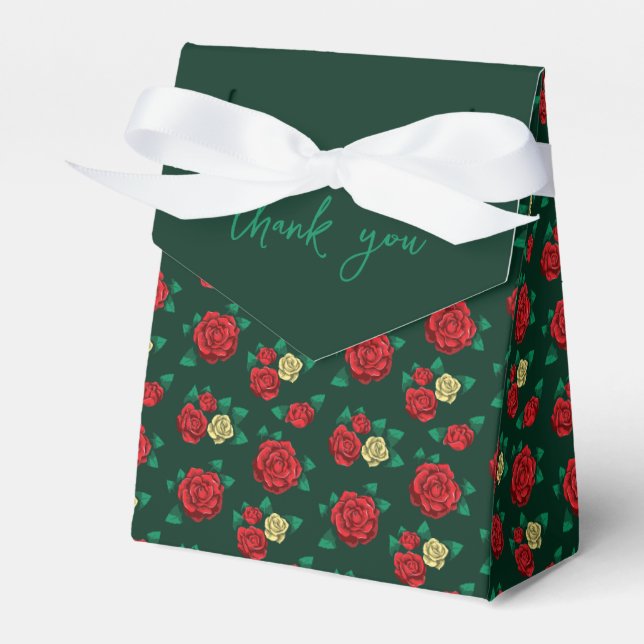 Frida Kahlo | Red and Gold Rose Pattern Favour Box (Front Side)