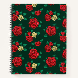 Frida Kahlo   Red and Gold Rose Pattern Notebook