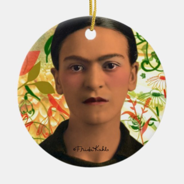 Frida Kahlo Reflejando Ceramic Tree Decoration (Front)