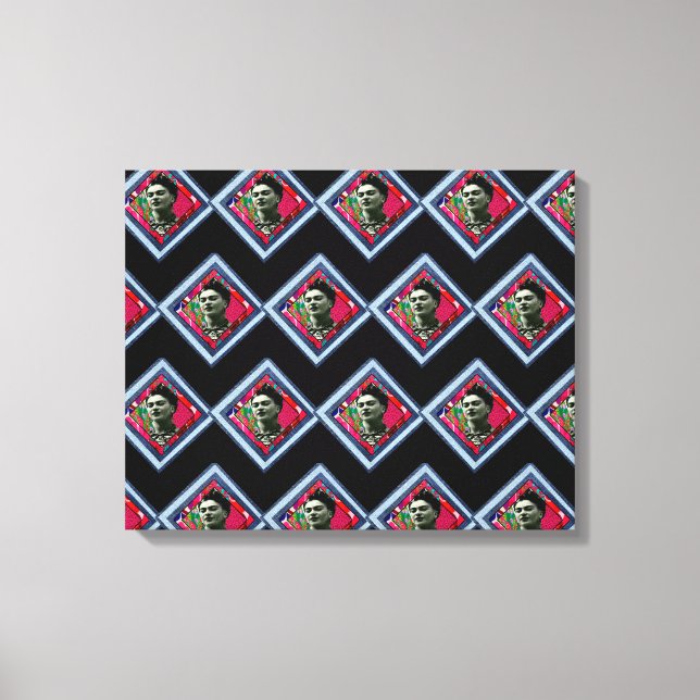Frida Kahlo Retro Denim Diamond Canvas Print (Front)