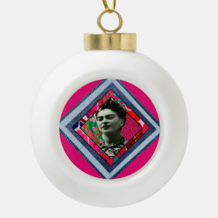 Frida Kahlo Retro Denim Diamond Ceramic Ball Christmas Ornament