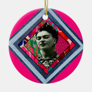 Frida Kahlo Retro Denim Diamond Ceramic Tree Decoration