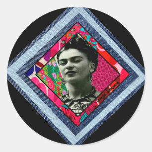 Frida Kahlo Retro Denim Diamond Classic Round Sticker