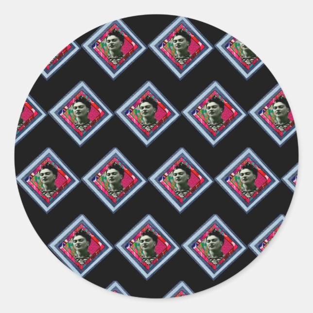 Frida Kahlo Retro Denim Diamond Classic Round Sticker (Front)