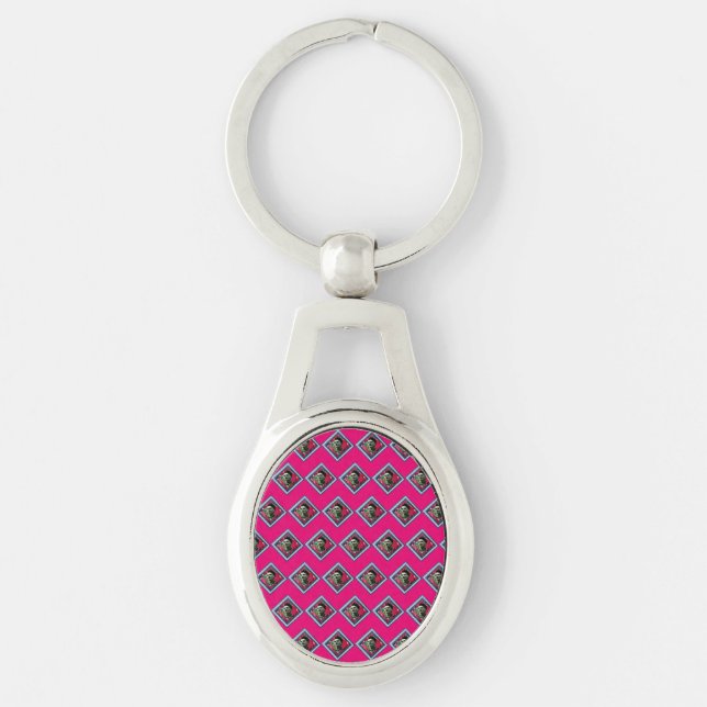 Frida Kahlo Retro Denim Diamond Key Ring (Front)