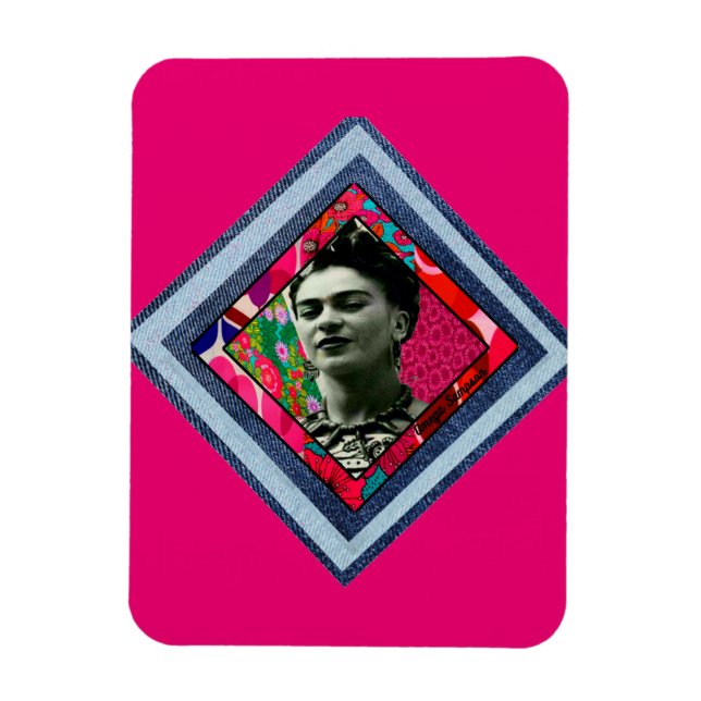 Frida Kahlo Retro Denim Diamond Magnet (Vertical)