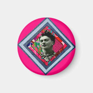 Frida Kahlo Retro Denim Diamond Magnet