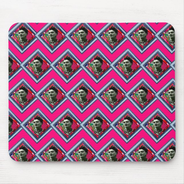 Frida Kahlo Retro Denim Diamond Mouse Mat (Front)
