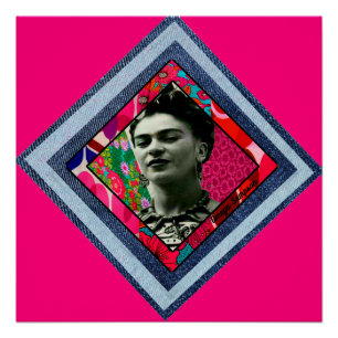 Frida Kahlo Retro Denim Diamond Poster