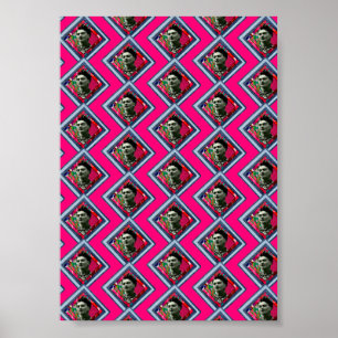 Frida Kahlo Retro Denim Diamond Poster