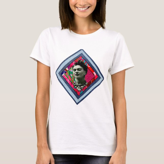 Frida Kahlo Retro Denim Diamond T-Shirt (Front)