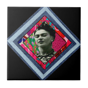 Frida Kahlo Retro Denim Diamond Tile